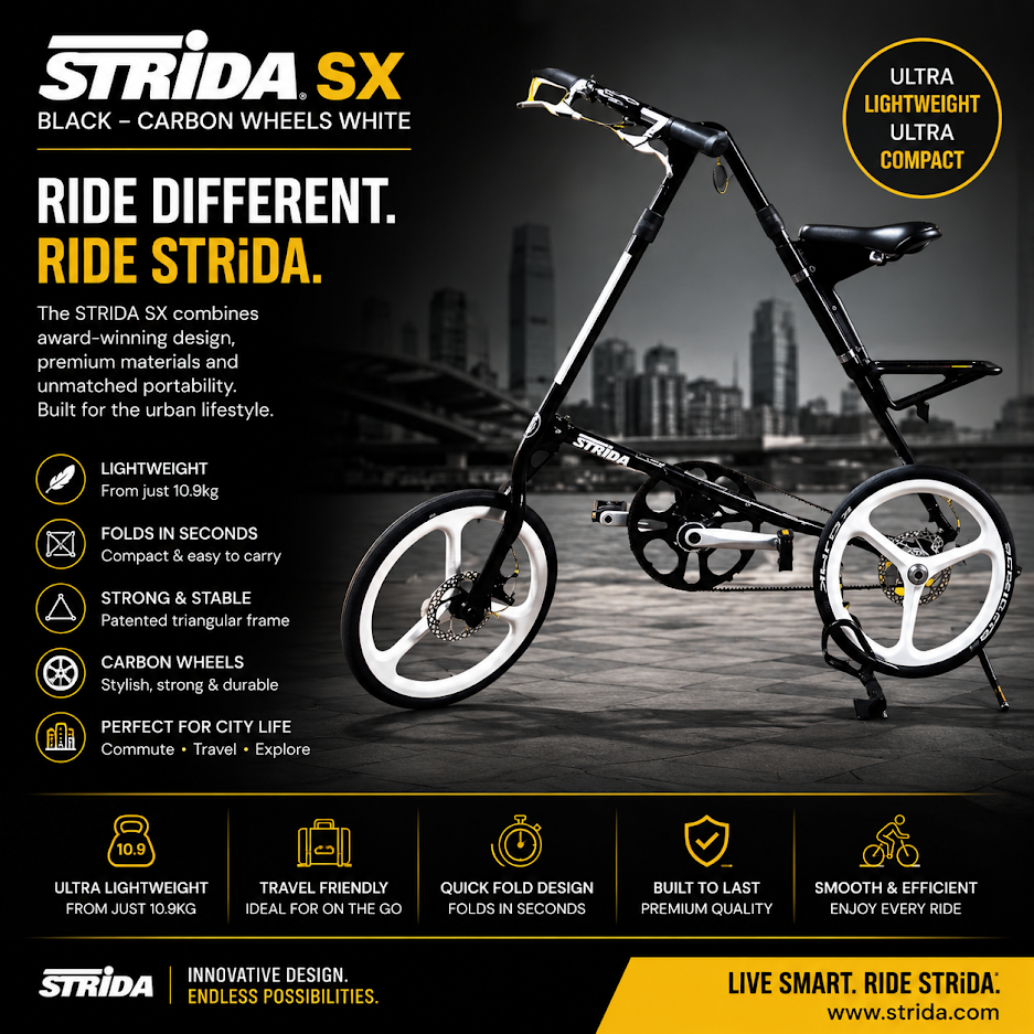 STRiDA SX Black  - Carbon Wheels White