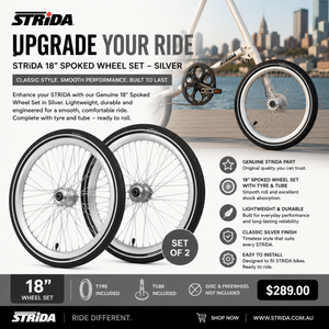 Wheels STRiDA - Set of 2 spoked 18" - Silver (Tyre&Tube)
