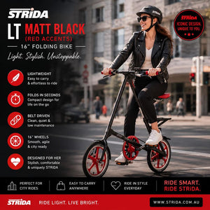 STRiDA LT Matt Black (Red Accents) $950.00