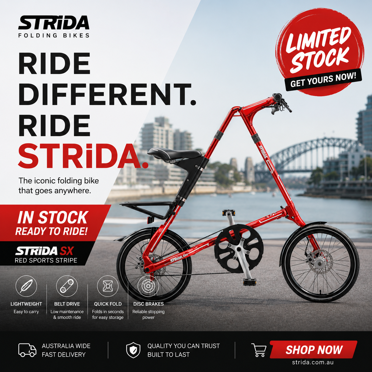 Str Rodea Cycle STRiDA SX Red Sports Stripe